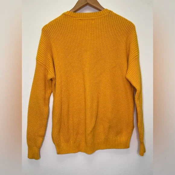 Hollister Mustard Yellow Chunky Knit Sweater Cozy Ribbed Crewneck Size S - Picture 2 of 7